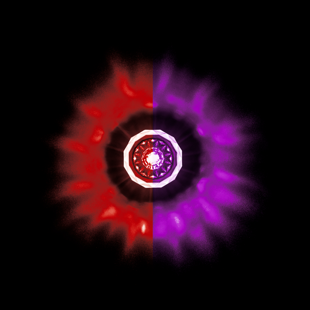 Double Fury Purple Auxiliary to Red Clearance and Marker 4 LED 1 1/8" Crystal Watermelon Light