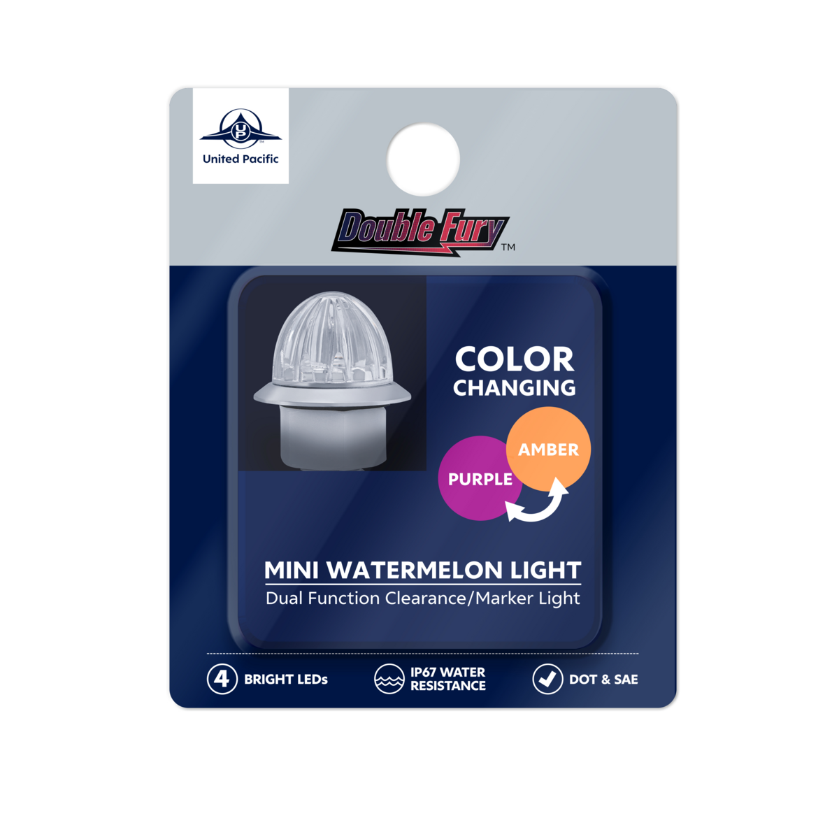 Double Fury Purple  Auxiliary to Amber Primary Dual Function 4 LED 1 1/8" Watermelon Light