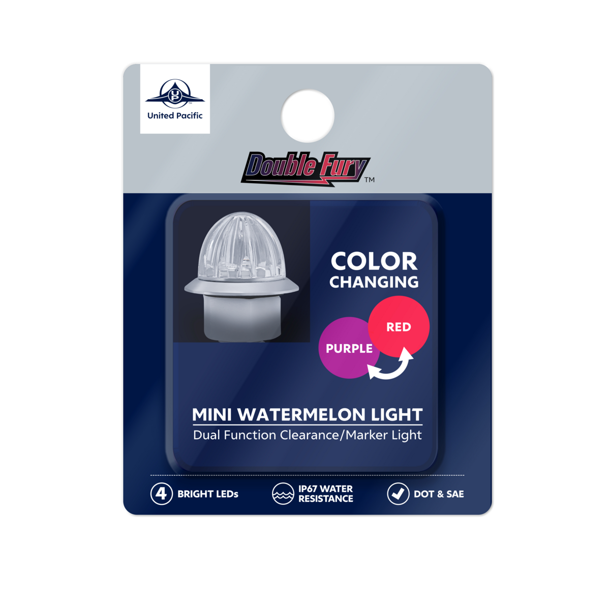 Double Fury Purple Auxiliary to Red Primary Dual Function 4 LED 1 1/8" Watermelon Light