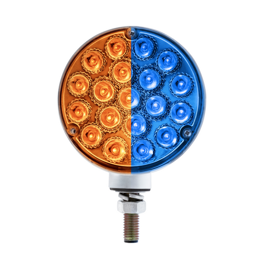 Double Fury Blue Auxiliary to Amber and Red Primary Dual Function 38 LED Reflector Double Face Turn Signal Light