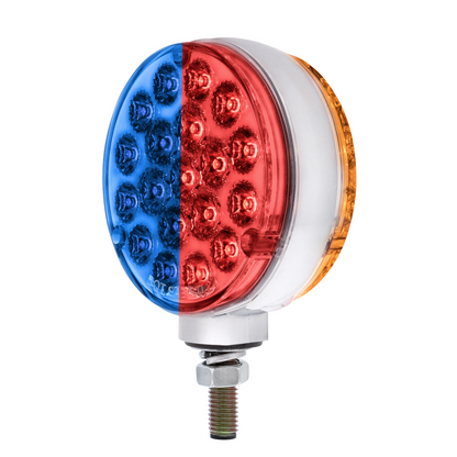 Double Fury Blue Auxiliary to Amber and Red Primary Dual Function 38 LED Reflector Double Face Turn Signal Light