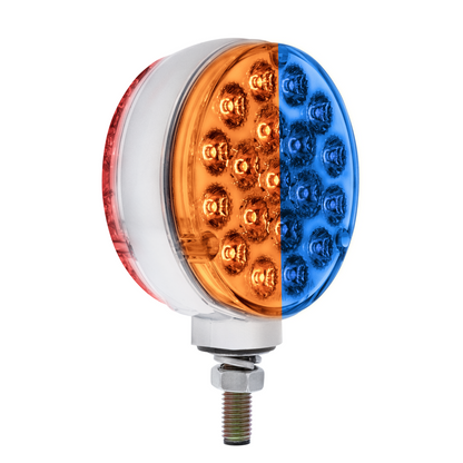 Double Fury Blue Auxiliary to Amber and Red Primary Dual Function 38 LED Reflector Double Face Turn Signal Light