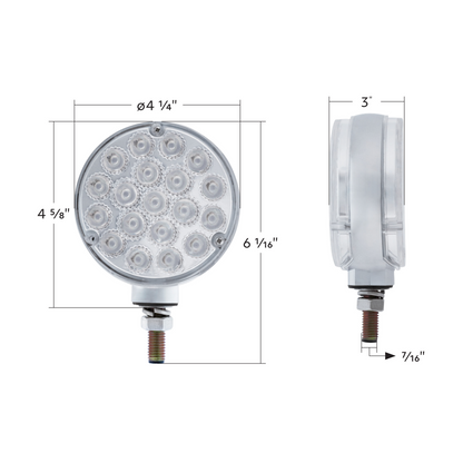 Double Fury Blue Auxiliary to Amber and Red Primary Dual Function 38 LED Reflector Double Face Turn Signal Light