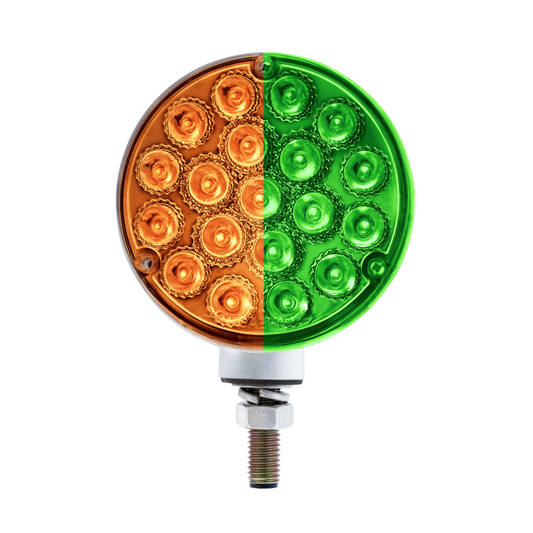 Double Fury Green Auxiliary to Amber and Red Primary Dual Function 38 LED Reflector Double Face Turn Signal Light