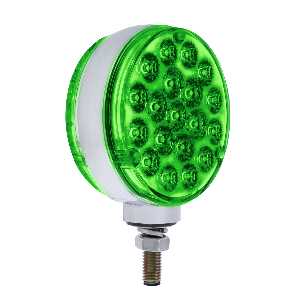 Double Fury Green Auxiliary to Amber and Red Primary Dual Function 38 LED Reflector Double Face Turn Signal Light