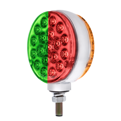 Double Fury Green Auxiliary to Amber and Red Primary Dual Function 38 LED Reflector Double Face Turn Signal Light