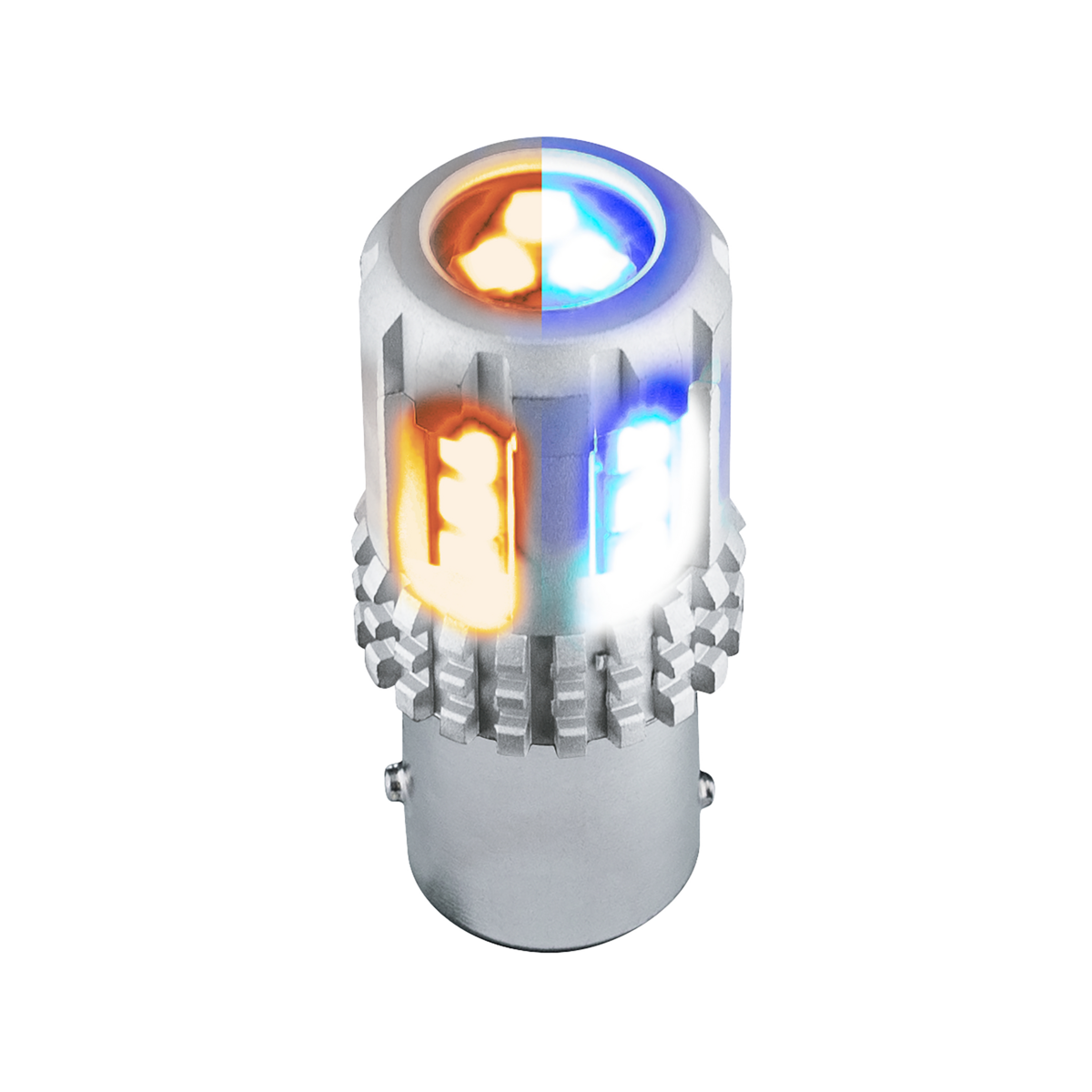 Double Fury High Power Amber to Blue 18 LED 1157 Bulb