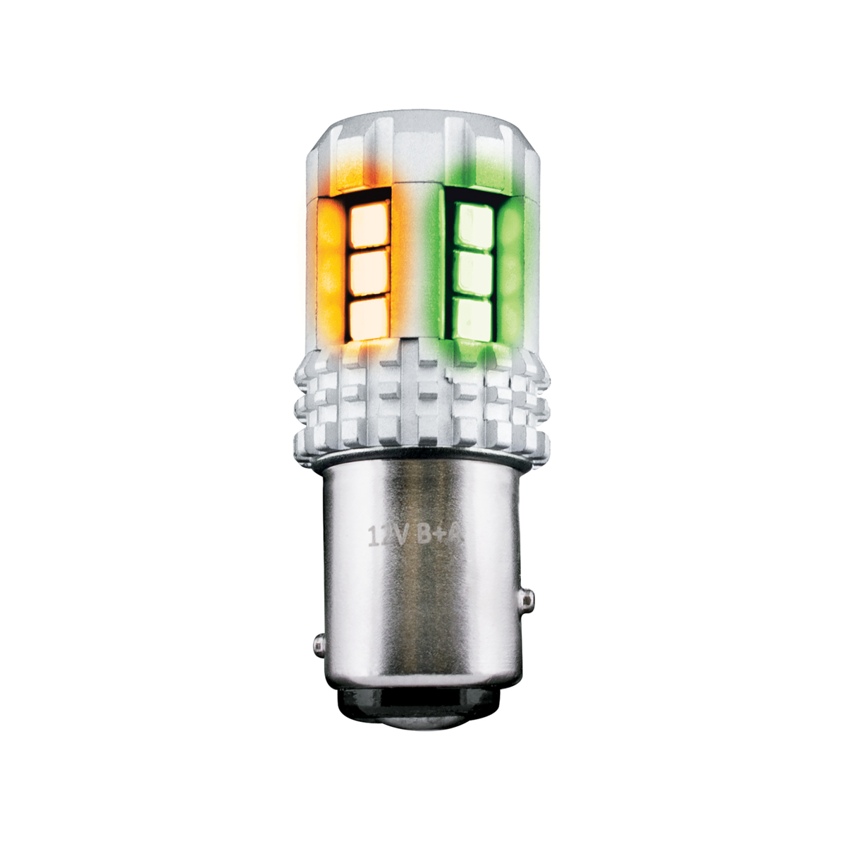 Double Fury High Power Amber to Green 18 LED 1157 Bulb
