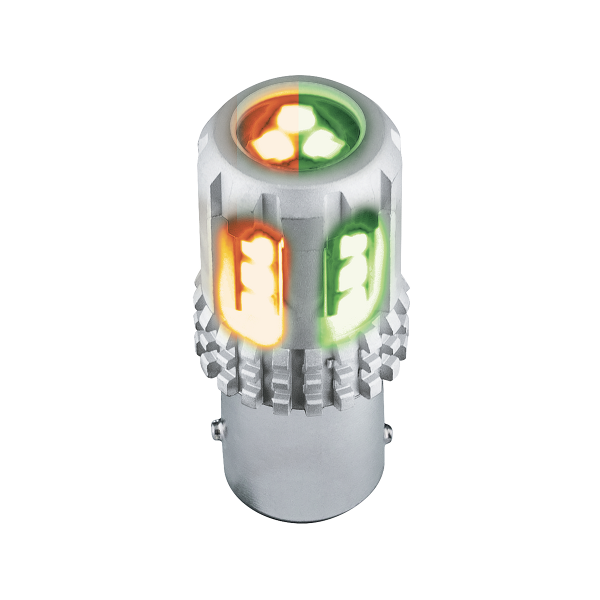 Double Fury High Power Amber to Green 18 LED 1157 Bulb