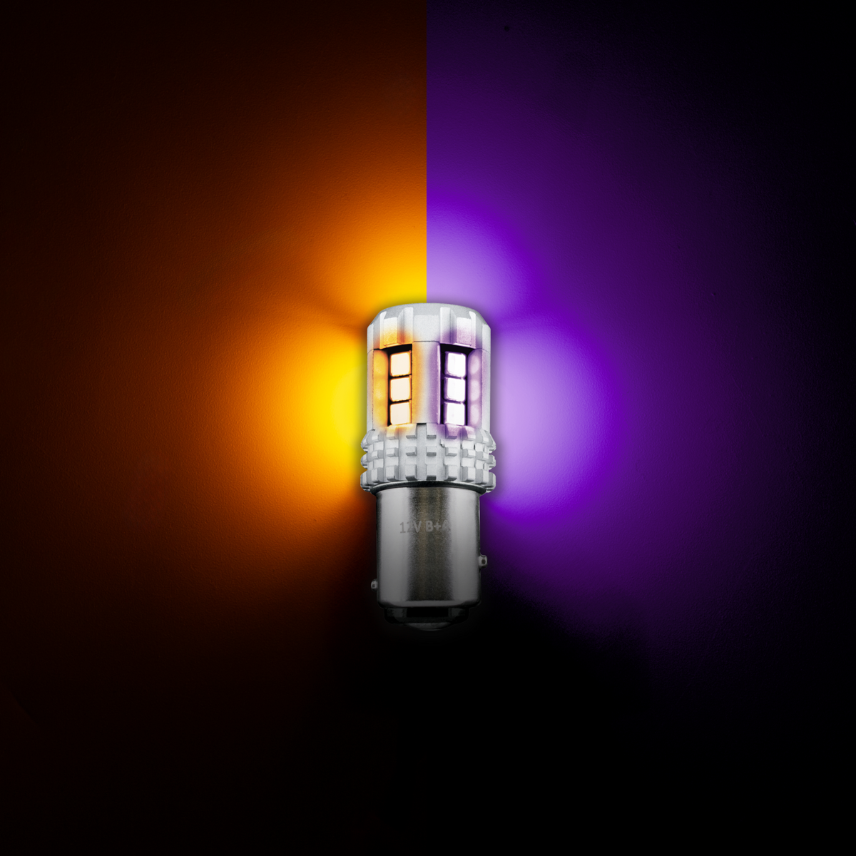 Double Fury High Power Amber to Purple 18 LED 1157 Bulb
