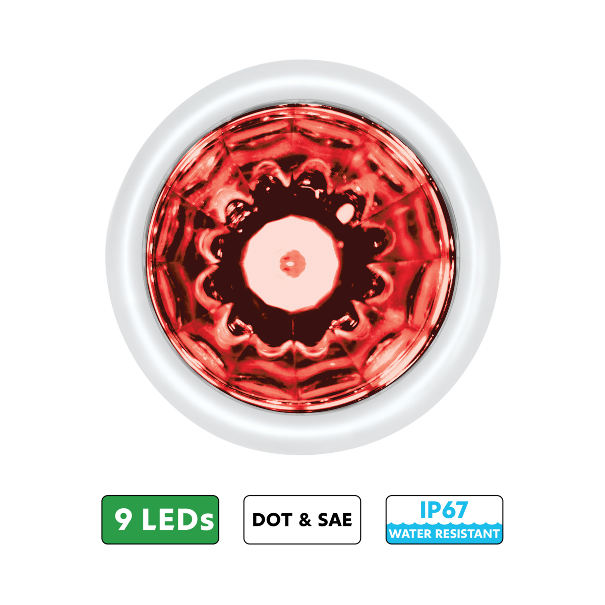 UltraBurst Red with Red Lens Clearance and Marker 9 LED 1 1/2" Watermelon Light