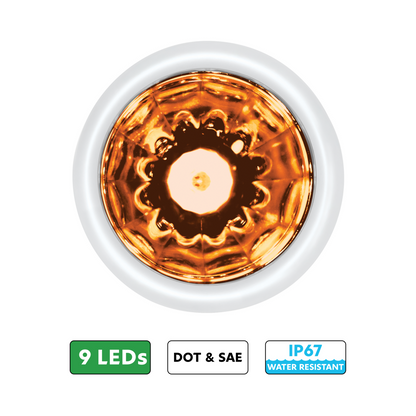 UltraBurst Amber with Clear Lens Clearance and Marker 9 LED 1 1/2" Watermelon Light