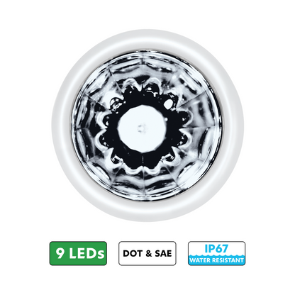 UltraBurst White with Clear Lens Clearance and Marker 9 LED 1 1/2" Watermelon Light