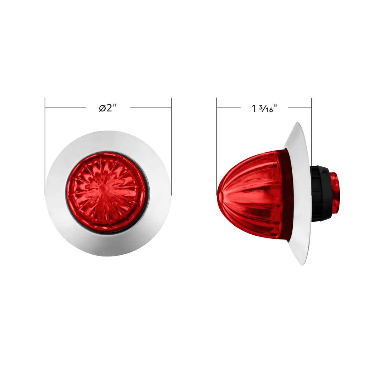 Red 6 LED Dual Function Clearance and Marker 1 1/4" Mini Watermelon Light with Red Lens