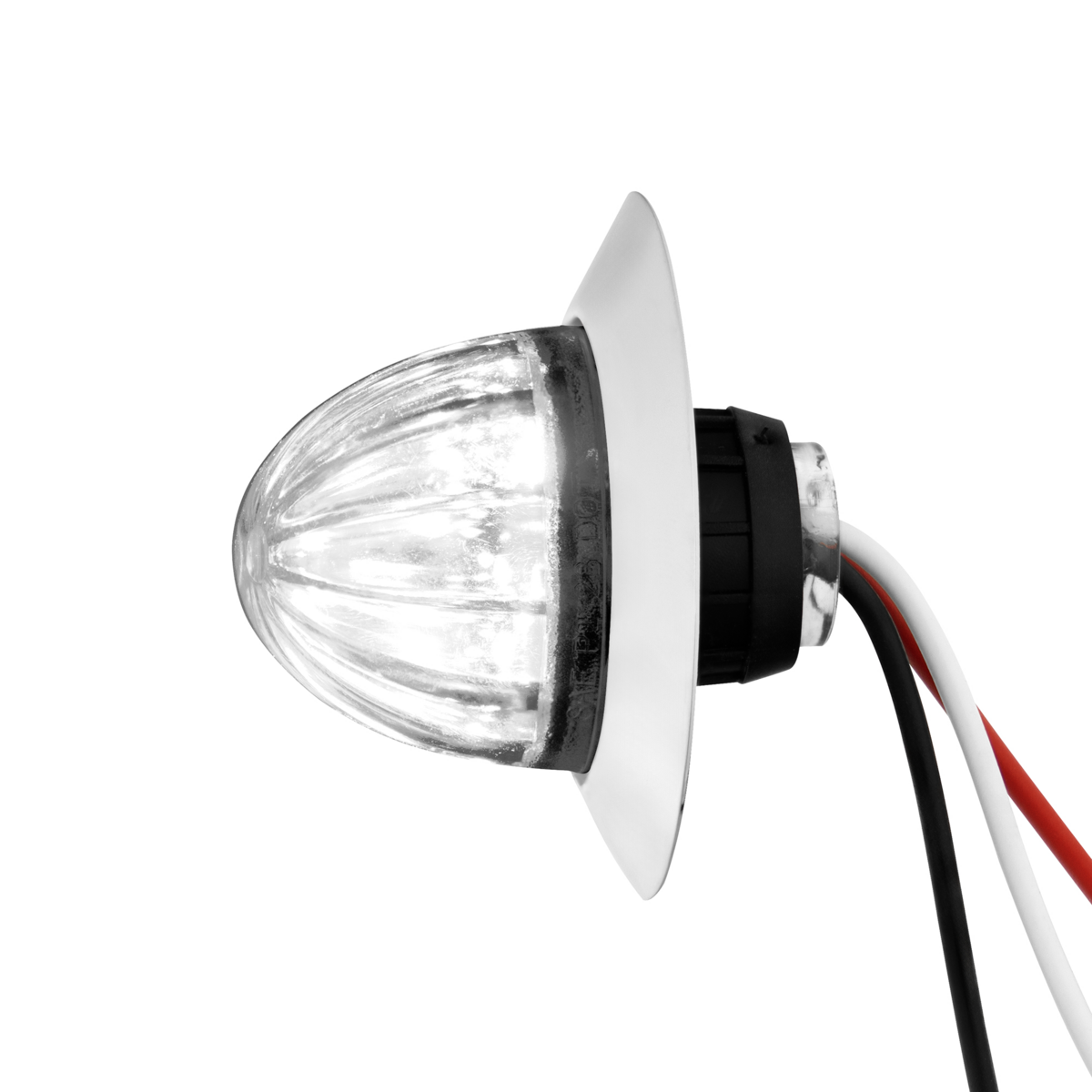 White 6 LED Dual Function Clearance and Marker 1 1/4" Mini Watermelon Light with Clear Lens