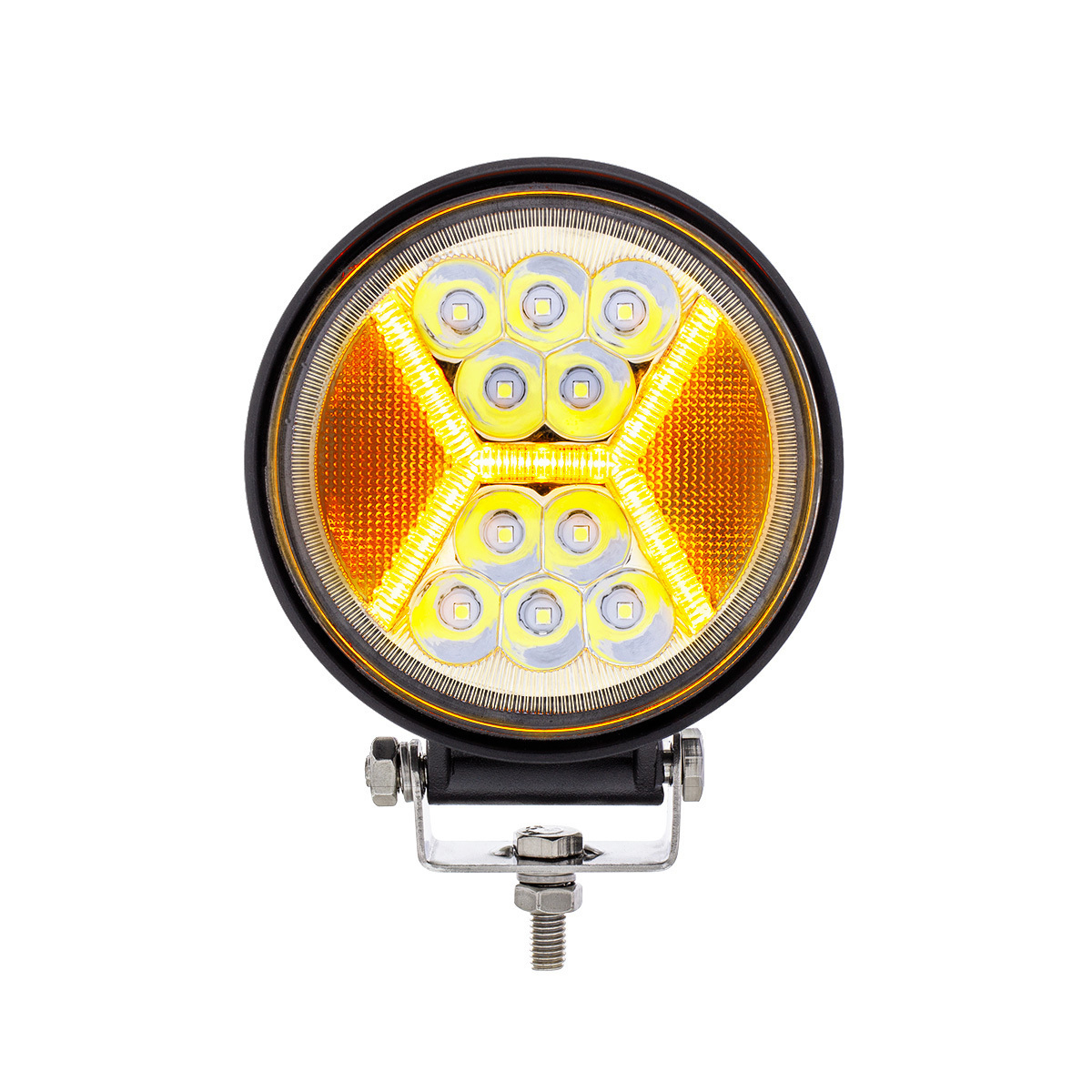 24 High Power LED 4 1/2" Round Work Light with "X" LED Light Guide