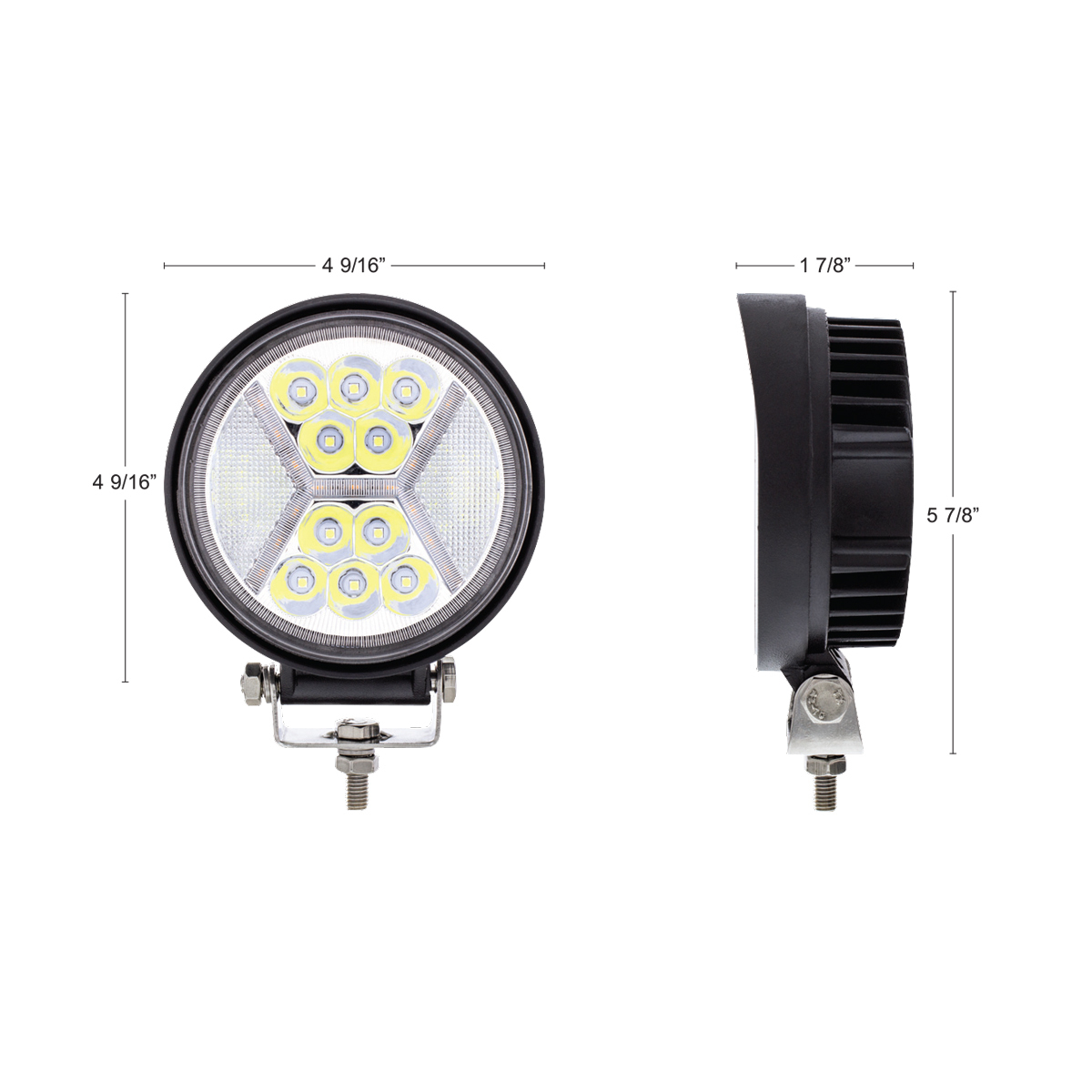 24 High Power LED 4 1/2" Round Work Light with "X" LED Light Guide