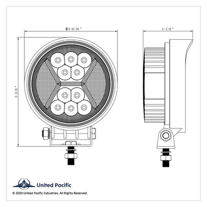 24 High Power LED 4 1/2" Round Work Light with "X" LED Light Guide