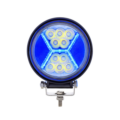 24 High Power LED 4 1/2" Round Work Light with "X" LED Light Guide