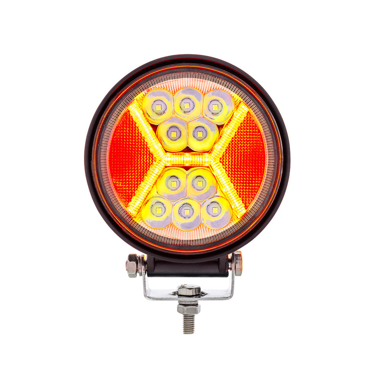 24 High Power LED 4 1/2" Round Work Light with "X" LED Light Guide