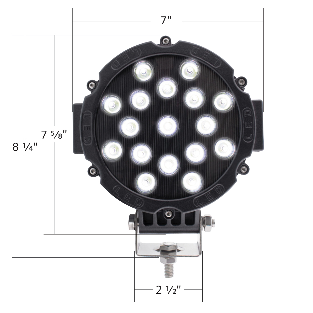 17 High Power LED 7" Round Spot or Off Road Light