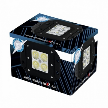 4 High Power LED Square Flange Mount Flood Work Light