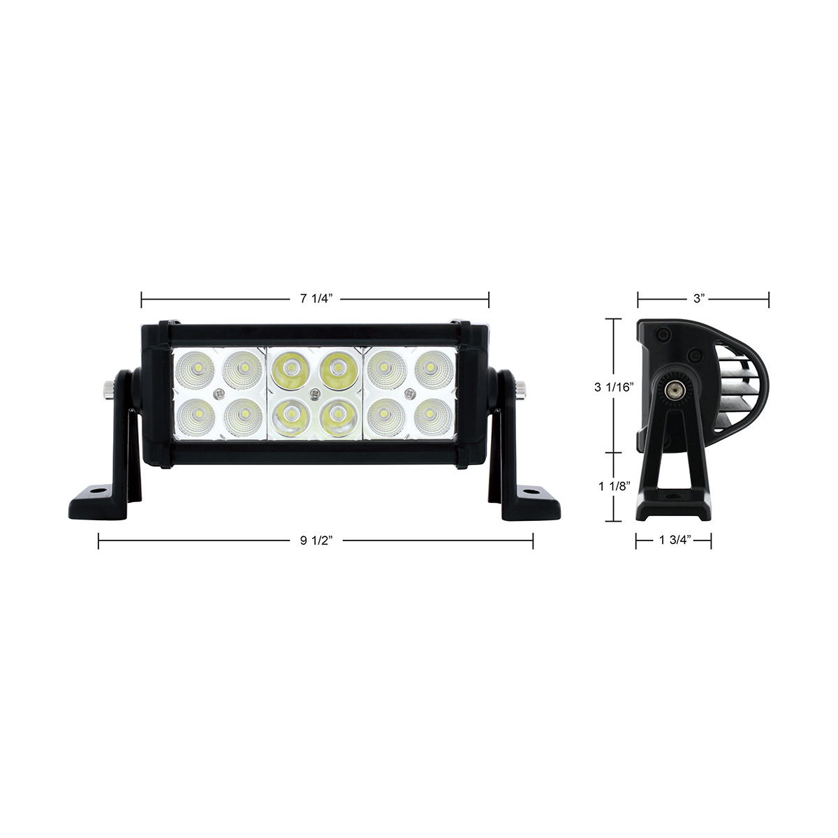 12 High Power LED Double Row 7" Combo Light Bar