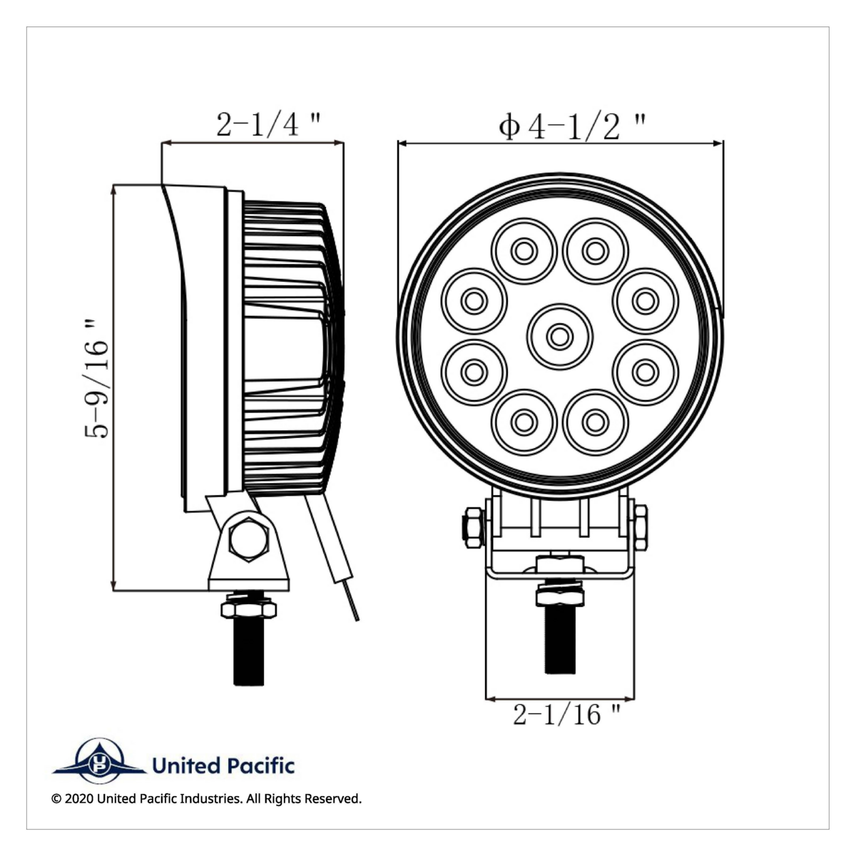 9 High Power LED 4 1/2" Round Spot Work Light