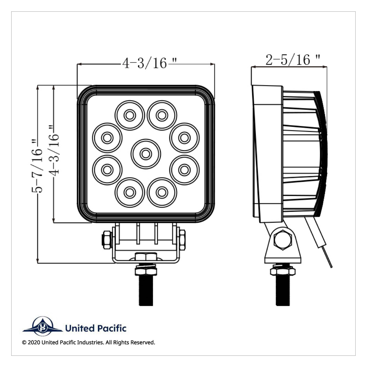 9 High Power LED 4 1/4" Square Flood Work Light