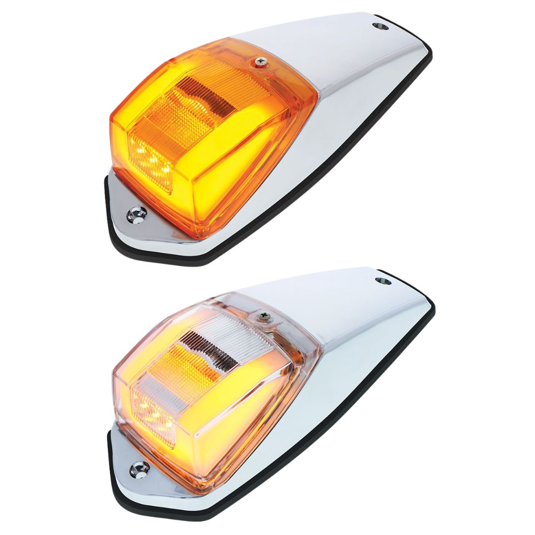 Chrome Plastic Grakon 5000 Style Cab Light with 24 LED Amber GloLight Square Cab Light