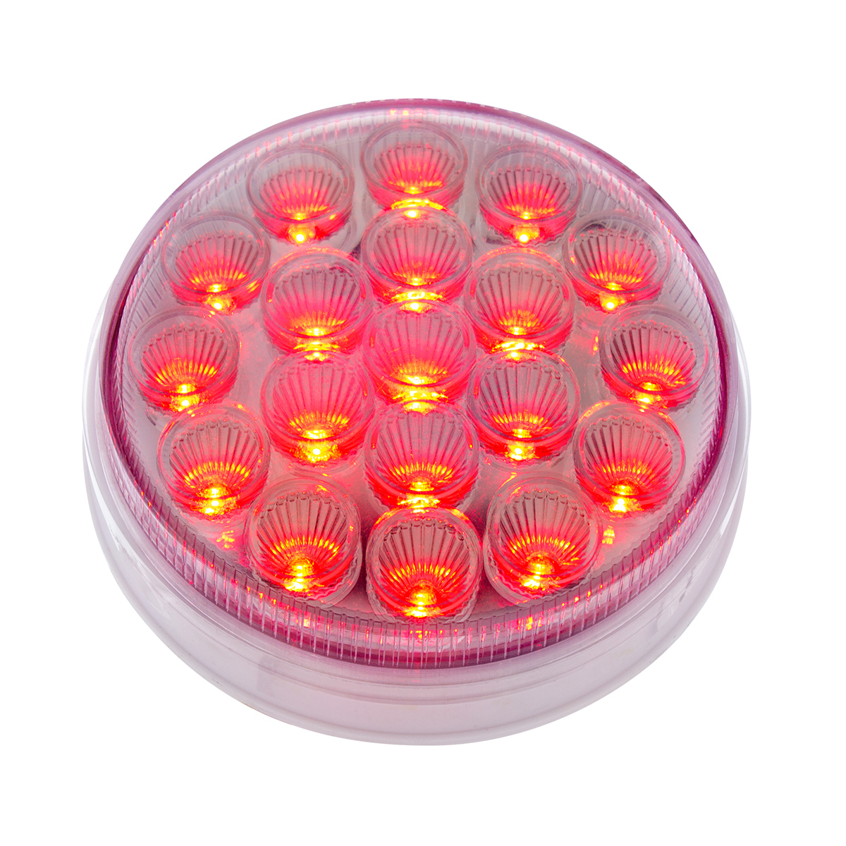 Double Fury Amber Strobe to Red Stop, Turn, Tail 19 LED 4" Round Light