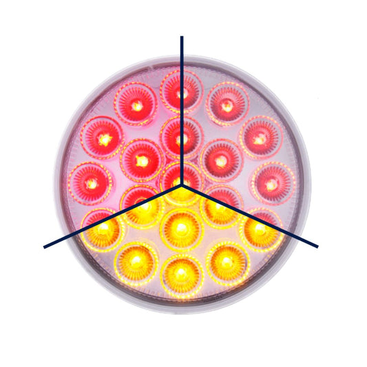 Double Fury Amber Strobe to Red Stop, Turn, Tail 19 LED 4" Round Light