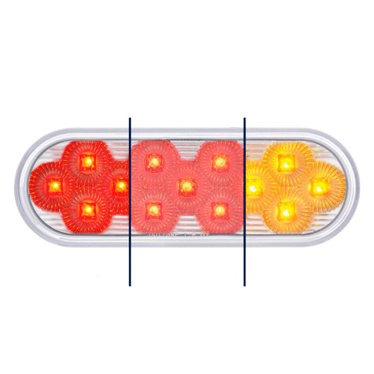 Double Fury Amber Strobe to Red Stop, Turn, Tail 13 LED 6" Oval Light