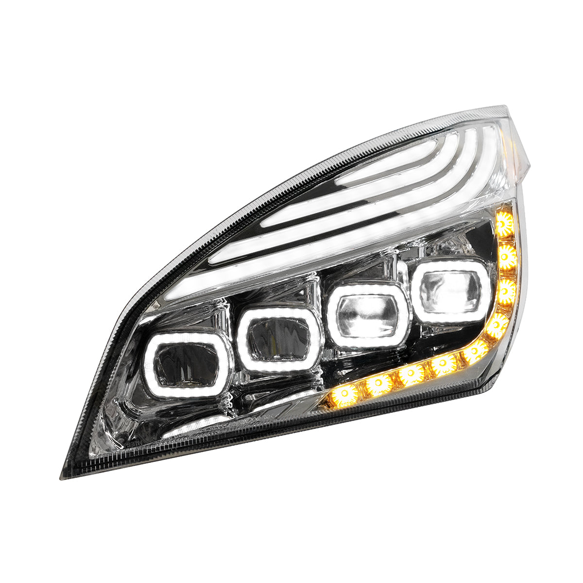 Freightliner Cascadia 2018-2024 Quad-LED Headlight with 15 LED Sequential Turn and 144 LED Daytime Running Light
