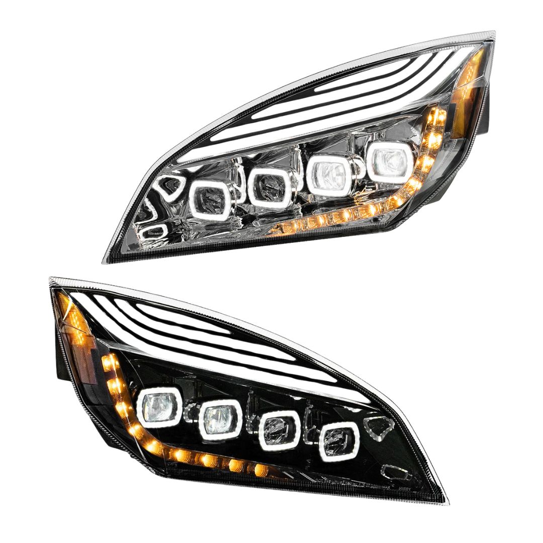 Freightliner Cascadia 2018-2024 Quad-LED Headlight with 15 LED Sequential Turn and 144 LED Daytime Running Light