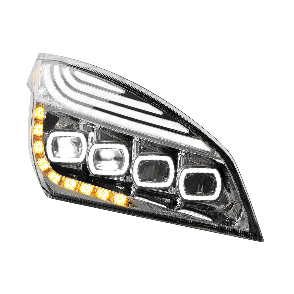 Freightliner Cascadia 2018-2024 Quad-LED Headlight with 15 LED Sequential Turn and 144 LED Daytime Running Light