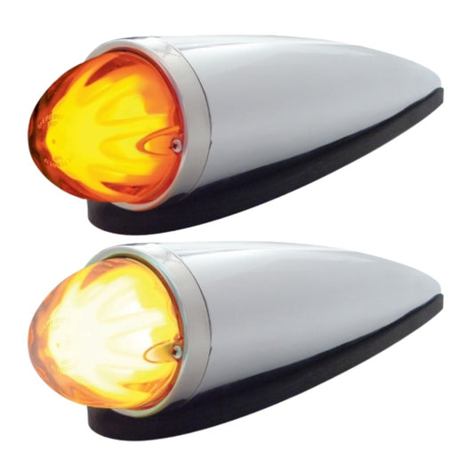 Chrome Plastic Cab Light with 9 LED Dual Function Amber GloLight Watermelon Light