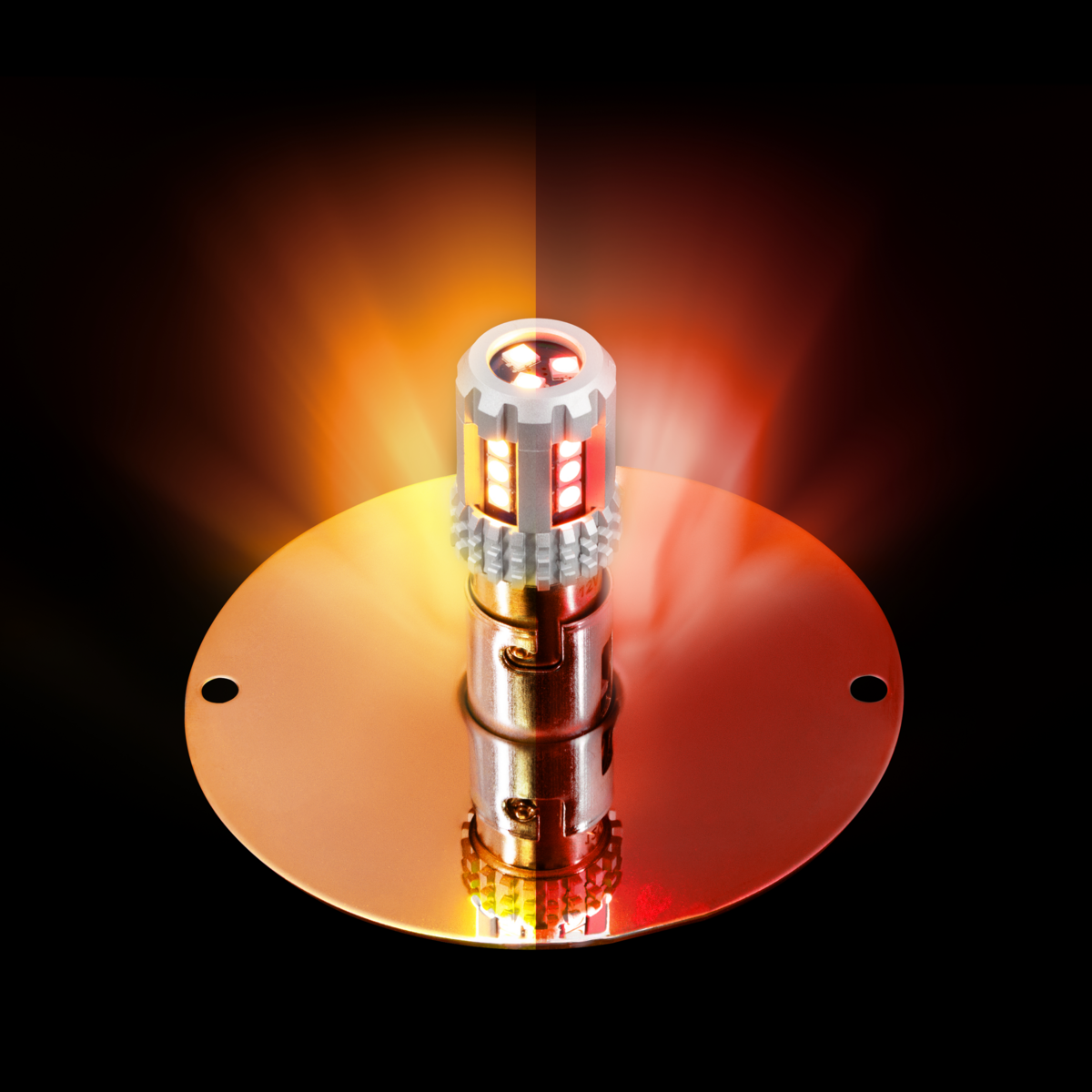 UltraBurst Glass Lens Amber to Red Double Fury 18 LED 360 Degree 1157 LED Bulb Watermelon Light Flush Mount