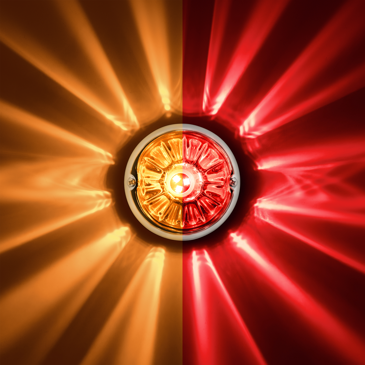 UltraBurst Glass Lens Amber to Red Double Fury 18 LED 360 Degree 1157 LED Bulb Watermelon Light Flush Mount