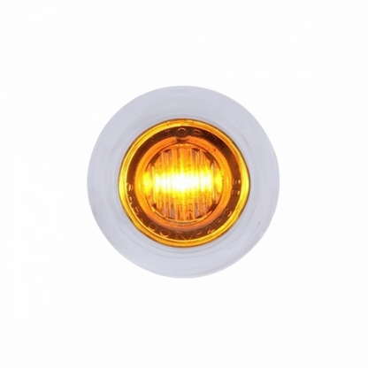 Amber 3 LED Dual Function Clearance and Marker 3/4" Mini Light with Bezel and Clear Lens