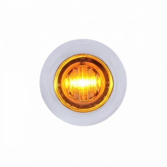 Amber 3 LED Dual Function Clearance and Marker 3/4" Mini Light with Bezel and Clear Lens