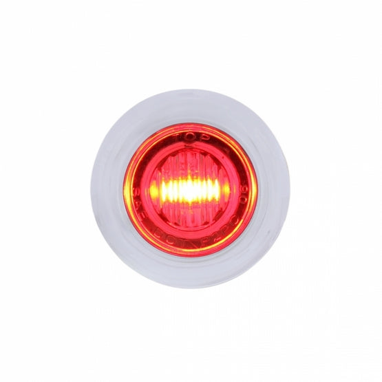 Red 3 LED Dual Function Clearance and Marker 3/4" Mini Light with Bezel and Clear Lens