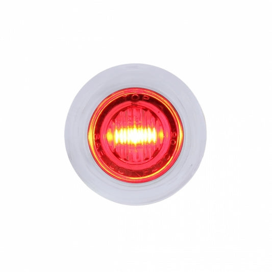 Red 3 LED Dual Function Clearance and Marker 3/4" Mini Light with Bezel and Clear Lens