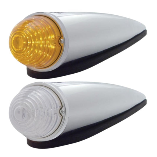 Chrome Plastic Cab Light with 17 LED Amber Beehive Light