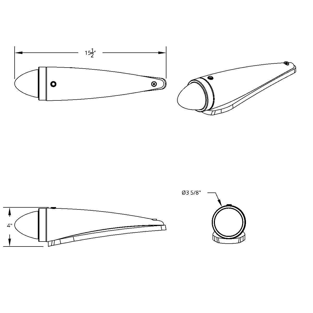 Chrome Plastic Cab Light with 13 LED Amber Truck-Lite Style Beehive Light