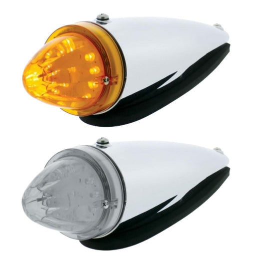 Chrome Plastic Cab Light with 13 LED Amber Truck-Lite Style Watermelon Light