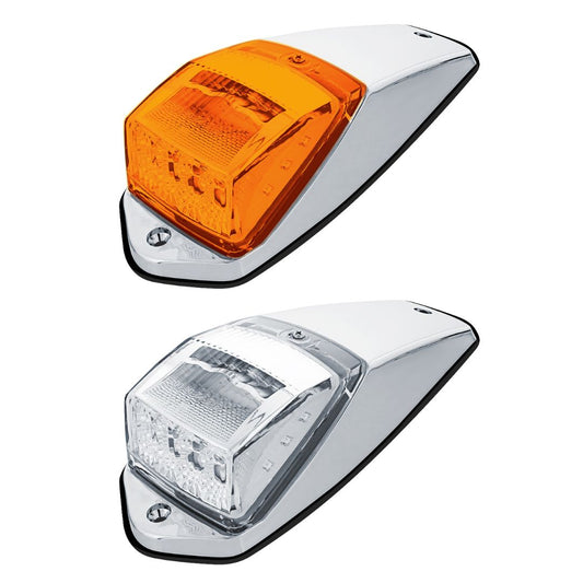 Chrome Plastic Grakon 5000 Style Cab Light with 17 LED Amber Reflector Square Cab Light