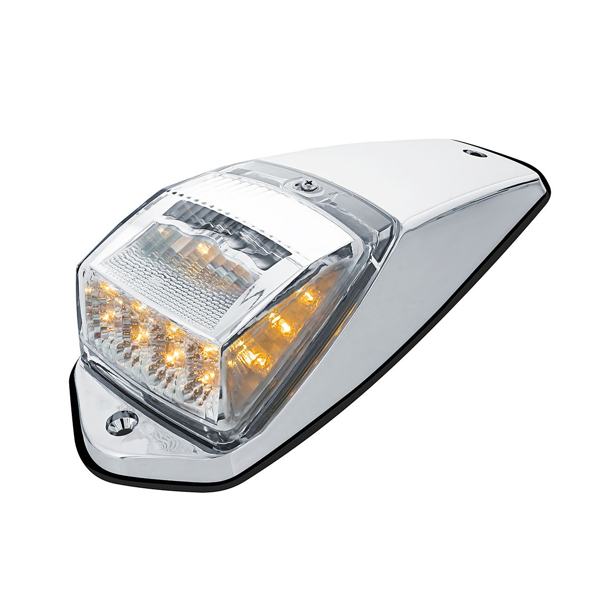 Chrome Plastic Grakon 5000 Style Cab Light with 17 LED Amber Reflector Square Cab Light