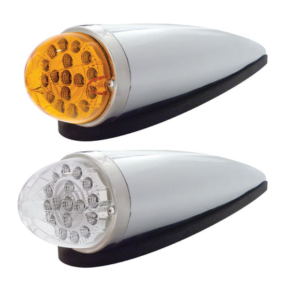 Chrome Plastic Cab Light with 17 LED Dual Function Amber Reflector Watermelon Light