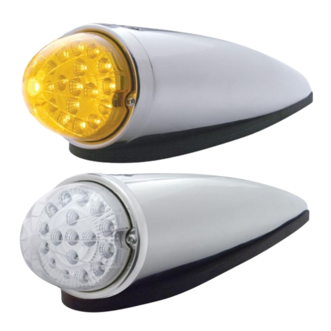 Chrome Die-Cast Cab Light with 17 LED Dual Function Amber Reflector Watermelon Light